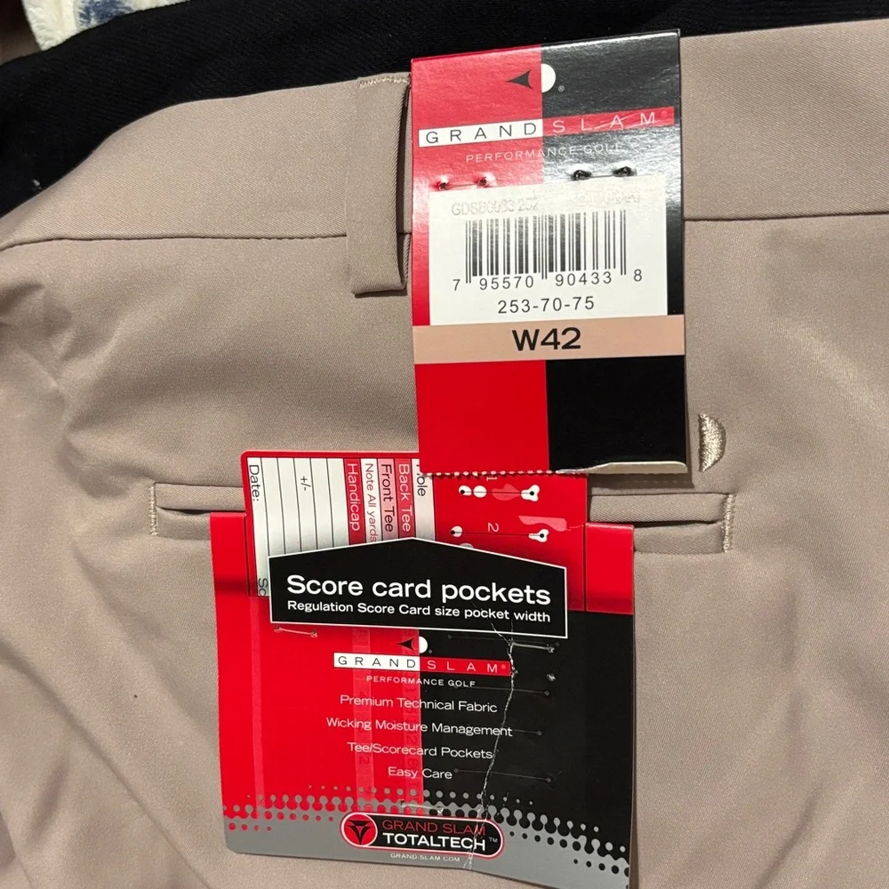 Men’s Shorts Golf Microfiber Score Card Pockets Grand Slam‎ Size 42